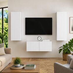Functional 3-Piece White TV Cabinet for Everyday Use
