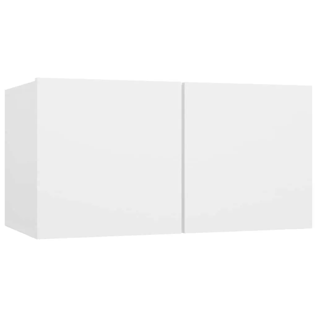 TV Cabinet Set 6 Piece White Wall Mounted Storage Unit Living Room Furniture