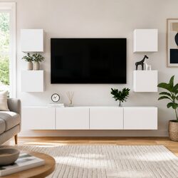 Versatile White TV Cabinet Set for Any Room