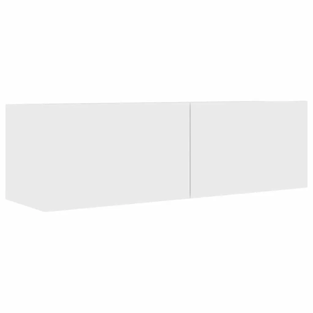 Wall-Mounted TV Cabinet Set 6 Piece White Storage Shelves Living Room Furniture