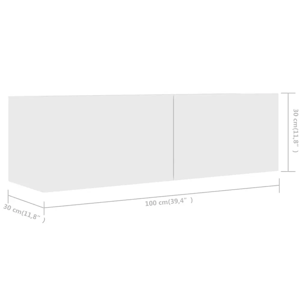 Wall-Mounted TV Cabinet Set 6 Piece White Storage Shelves Living Room Furniture