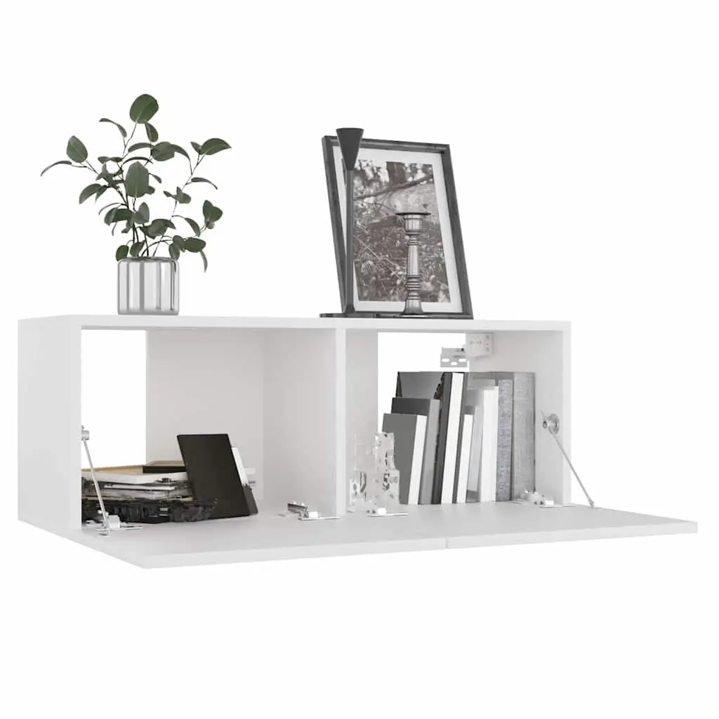 TV Cabinet Set Engineered Wood Wall-Mounted 8 Piece White Storage Unit Living Room Furniture