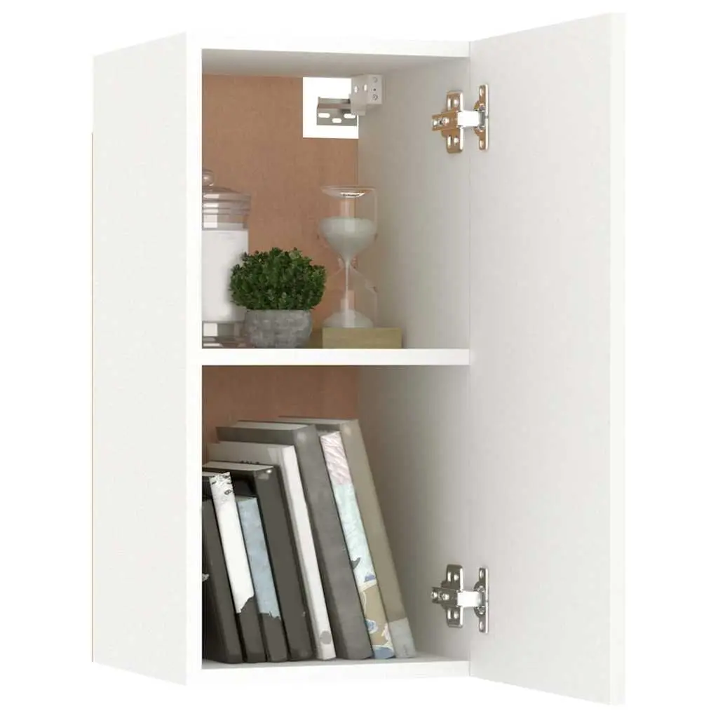 7 Piece TV Cabinet Set White Wall Mounted Storage Unit Living Room Furniture