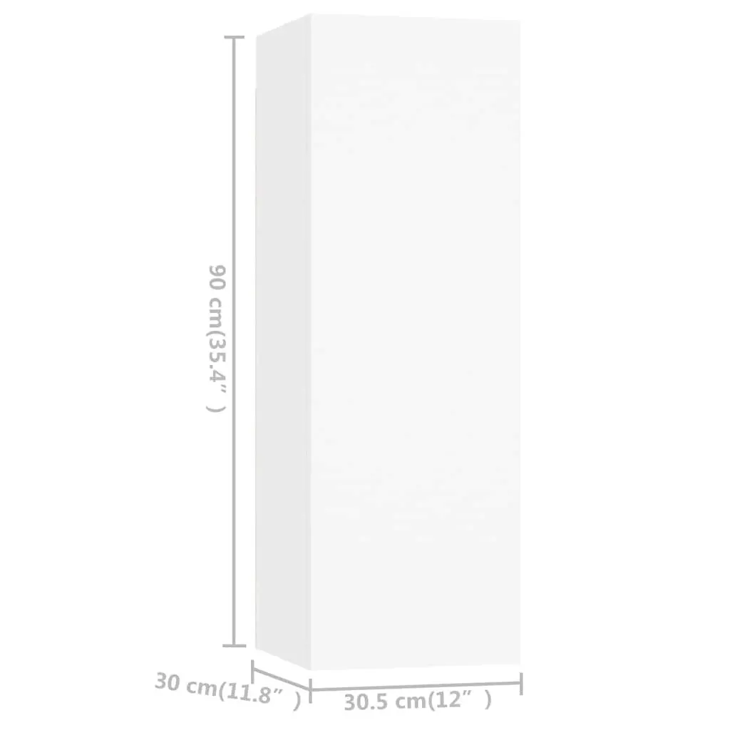 3 Piece White Engineered Wood Wall-Mounted TV Cabinet Set with Shelves and Storage