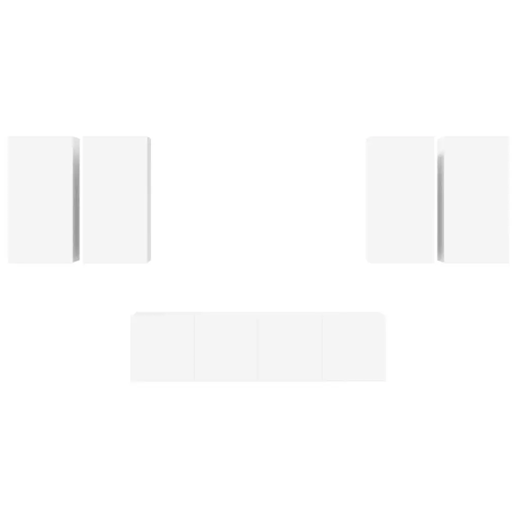 Wall Mounted TV Cabinet Set Engineered Wood 6 Piece White Storage Unit Organiser Display Shelf