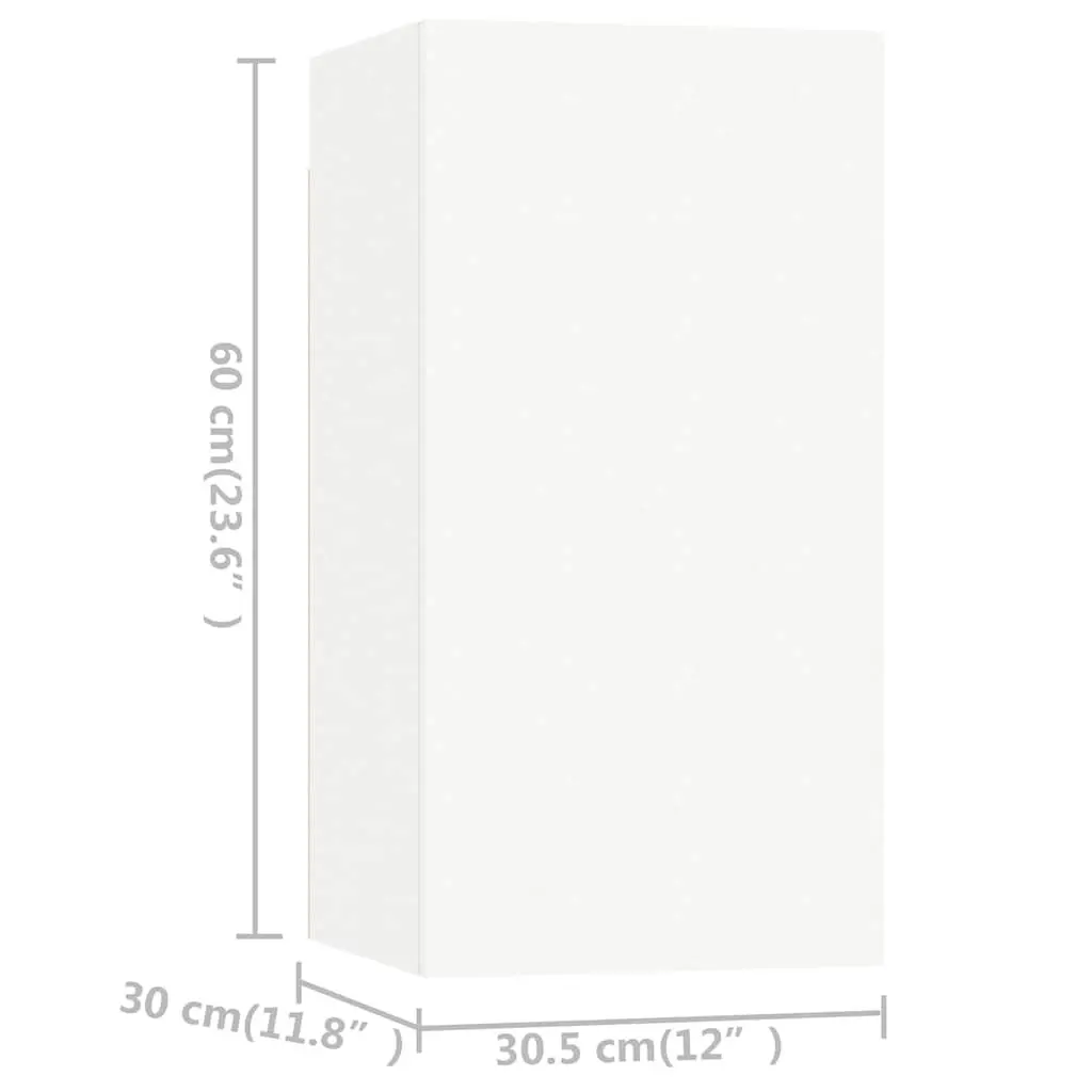 TV Cabinet Set Engineered Wood Wall Mounted 4 Piece White Storage Unit