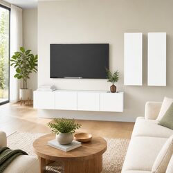 Practical 4 Piece Wall-Mounted TV Cabinet Set