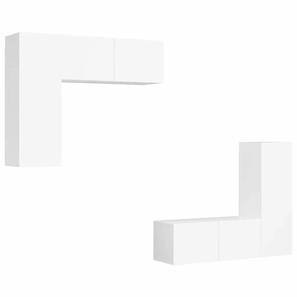 TV Cabinet Set 4 Piece White Wall Mounted Storage Display Unit Organiser