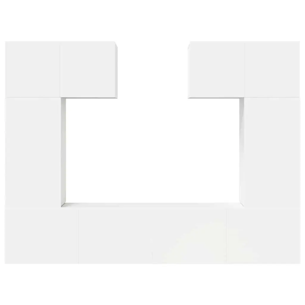 TV Cabinet Set Engineered Wood Wall Mounted 6 Piece White