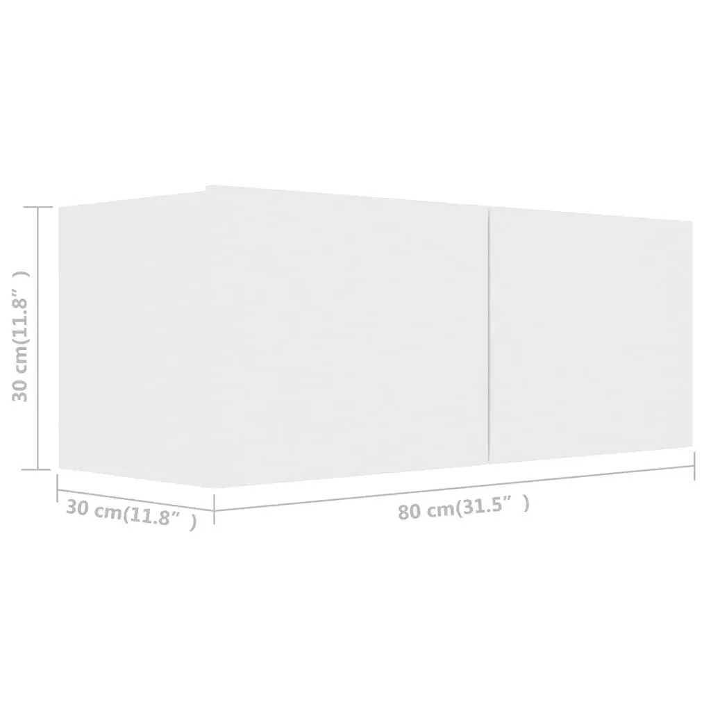 Wall-Mounted TV Cabinet Engineered Wood 2 Piece Set White Storage Media Unit