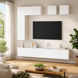 8-Piece Wall-Mounted TV Cabinet Set for Organizing Space