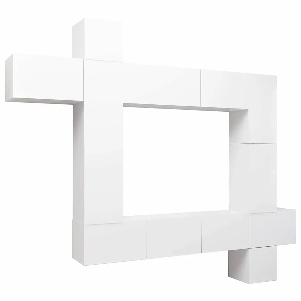 9 Piece TV Cabinet Set Engineered Wood Wall Mounted Storage Unit White