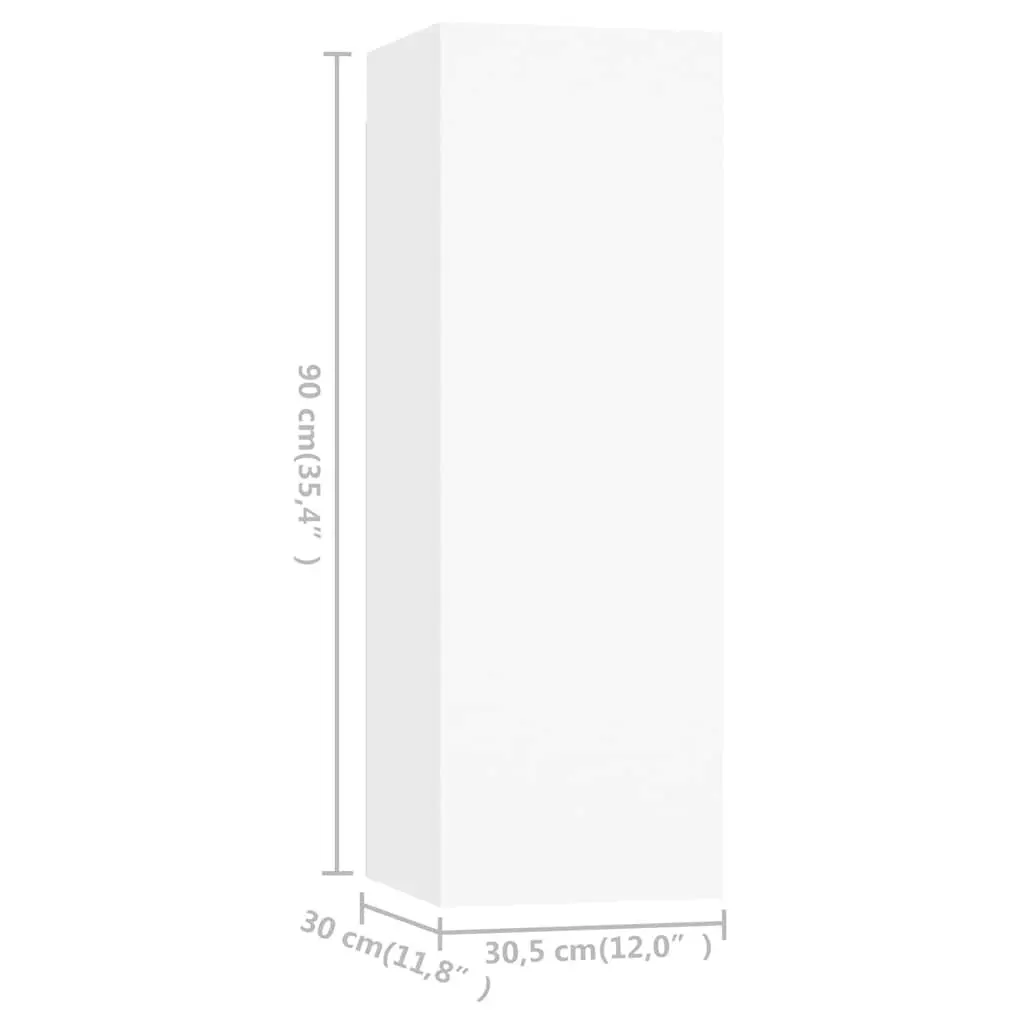 Wall-Mounted TV Cabinet Set 4 Piece White Living Room Storage Shelves Unit