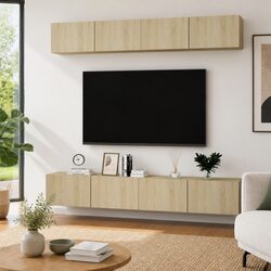 Practical 4-Piece Wall-Mounted TV Cabinets for Home Use