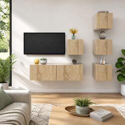 Functional 5 Piece Wall Mounted TV Storage Unit