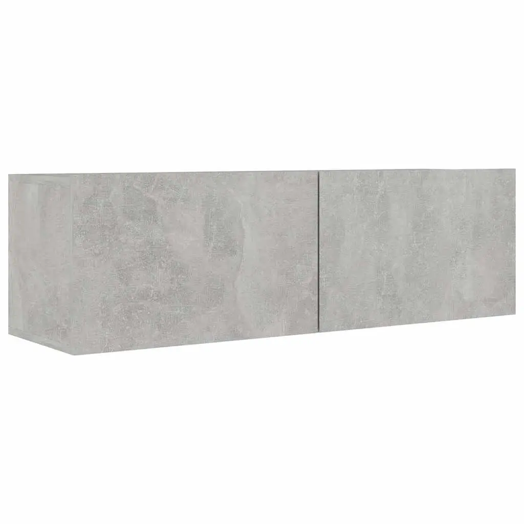TV Cabinet Set Engineered Wood 5 Piece Wall Mounted Grey Modern Living Room Storage Shelving