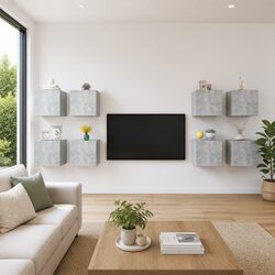 8-Piece Wall-Mounted TV Cabinet Set
