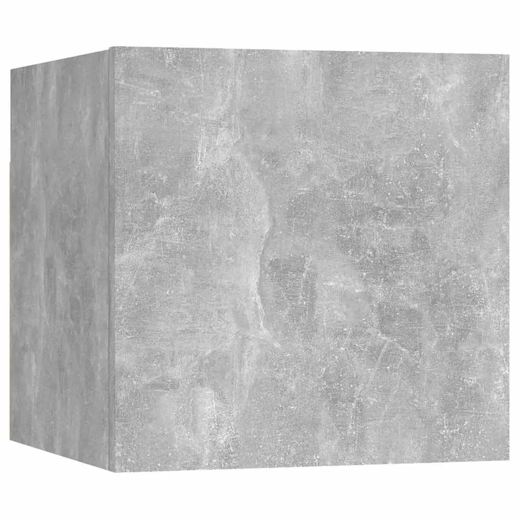 8PieceSetWallMountedCabinetUnitStorageCompartmentConcreteGreyModernDesign