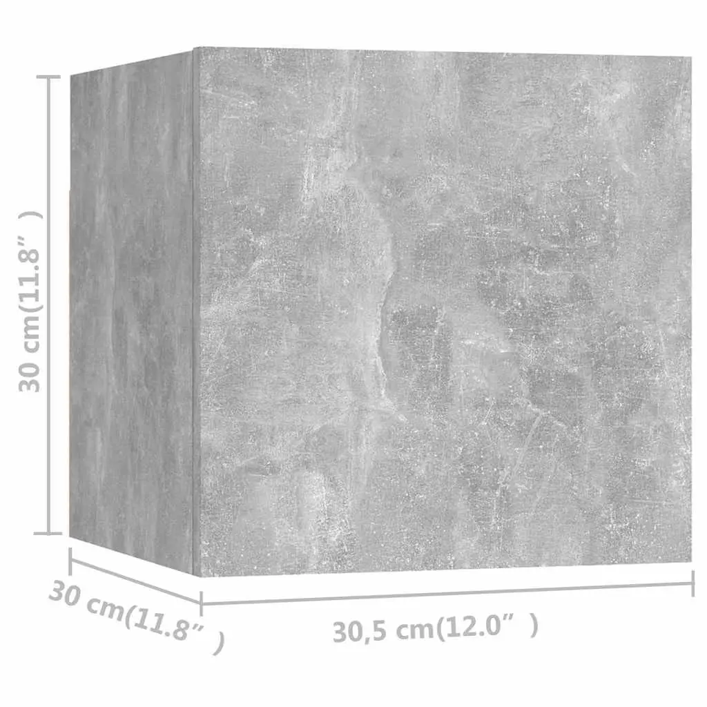 8PieceSetWallMountedCabinetUnitStorageCompartmentConcreteGreyModernDesign