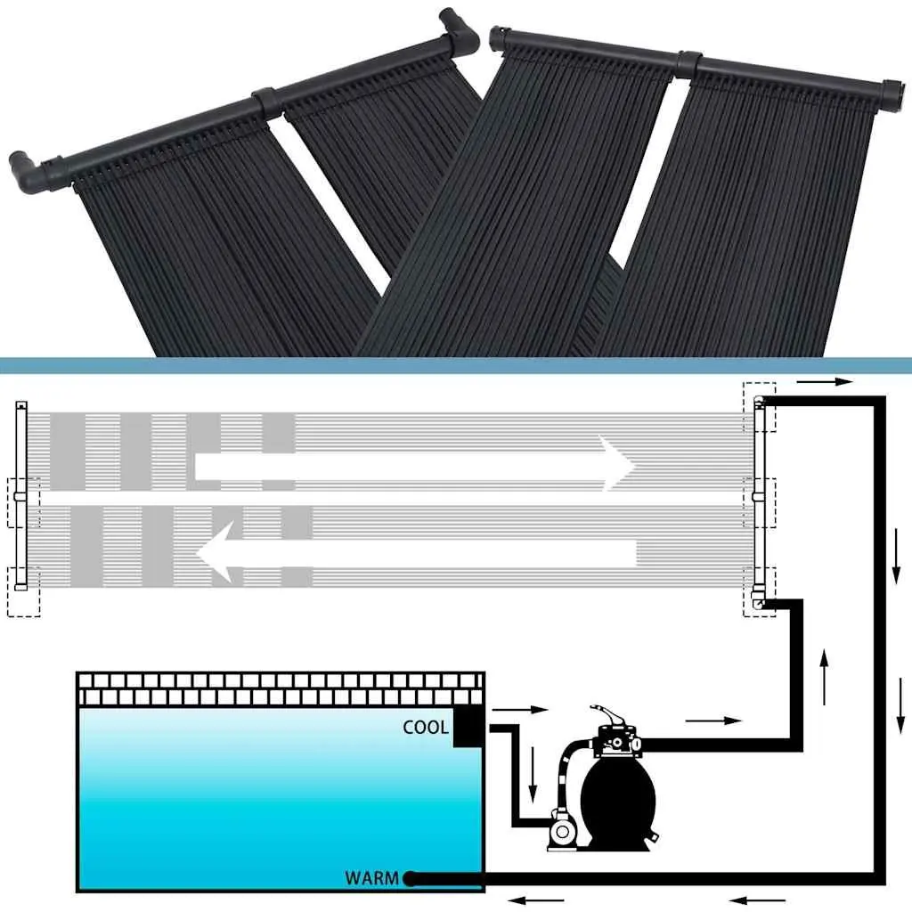 Solar Pool Heater Panel Set 6pcs 80x310cm Ground Roof Mounted Water Warmer