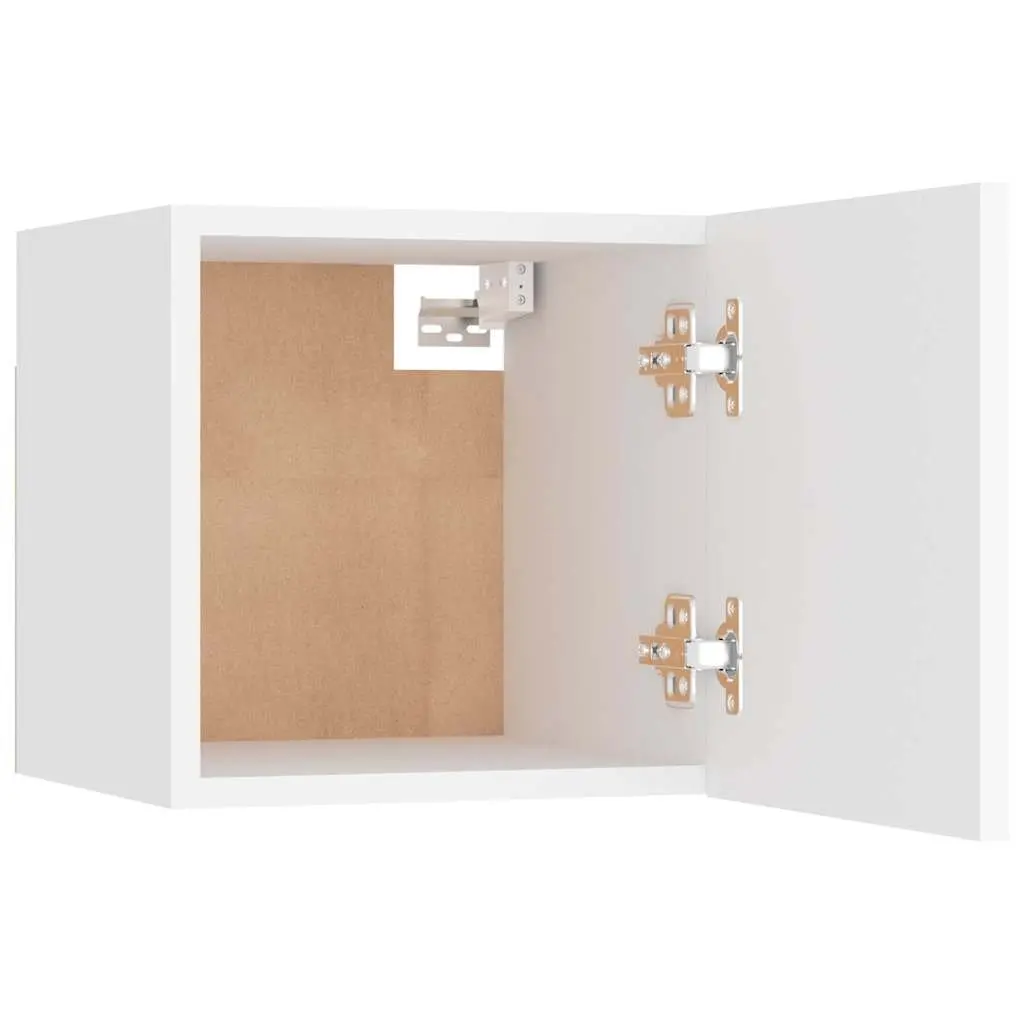 White Bedside Cabinet 30.5x30x30 cm Wall-Mounted Nightstand Storage Compartment