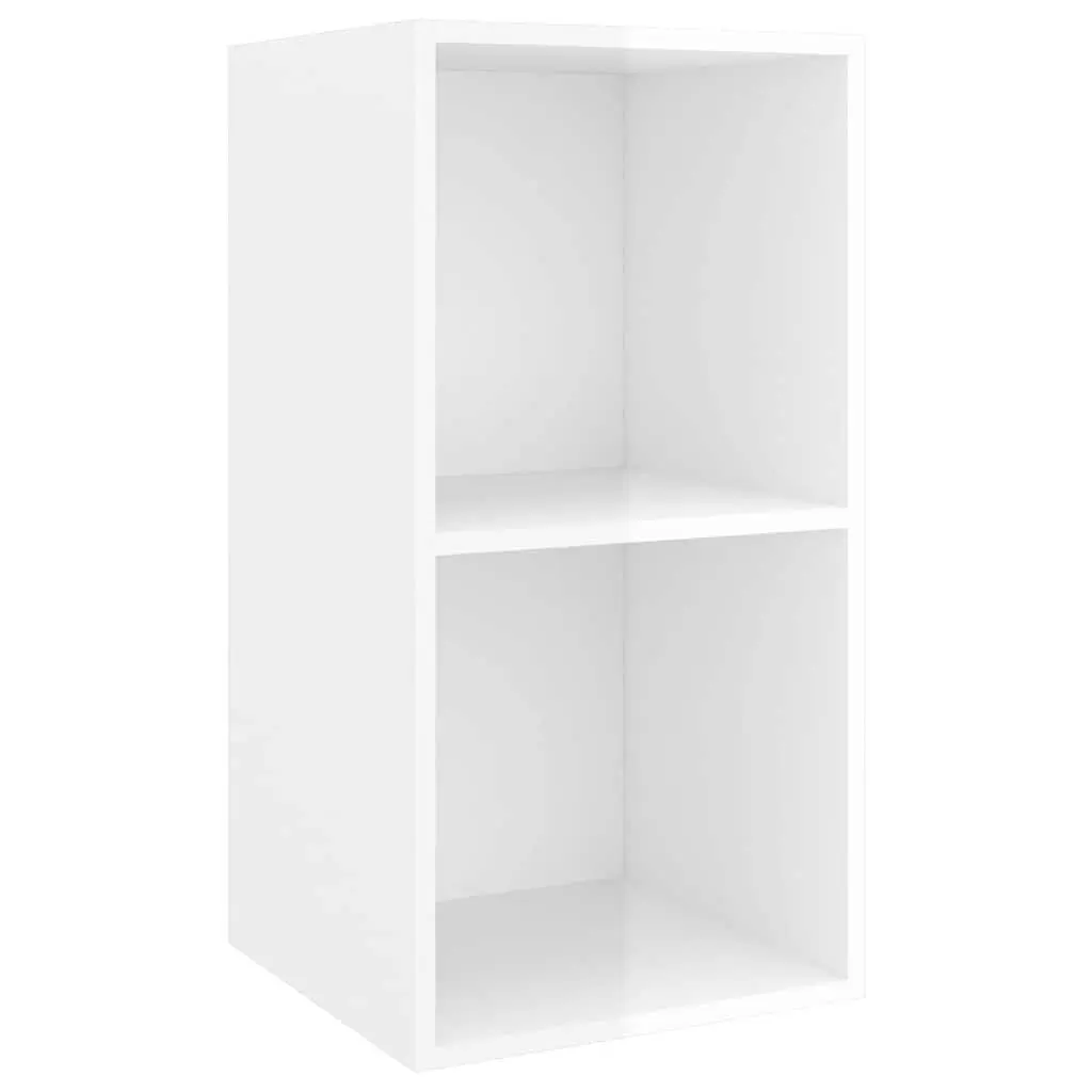 Wall-mounted TV Cabinets Engineered Wood High Gloss White 2 Piece Storage Shelves Display Units