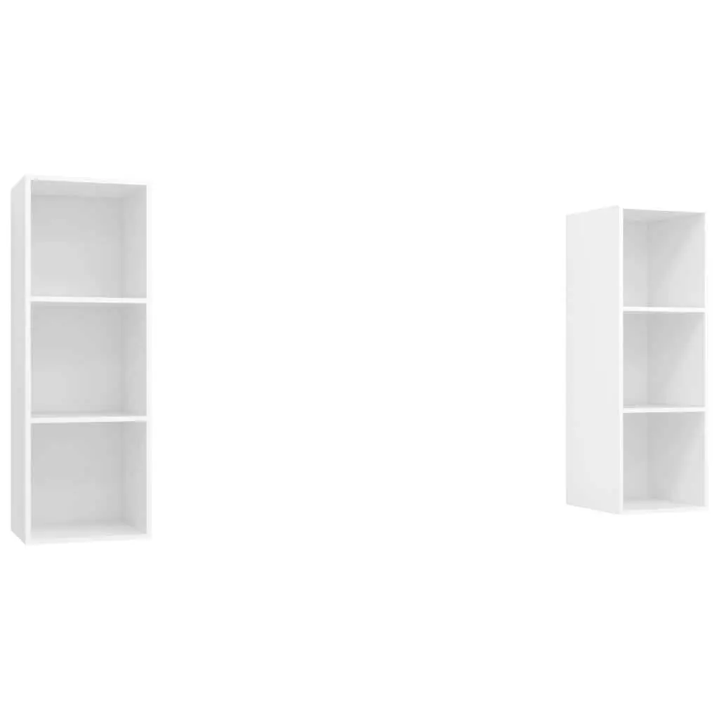 Wall-mounted TV Cabinet Set 2 pcs White Storage Organiser Shelving Unit