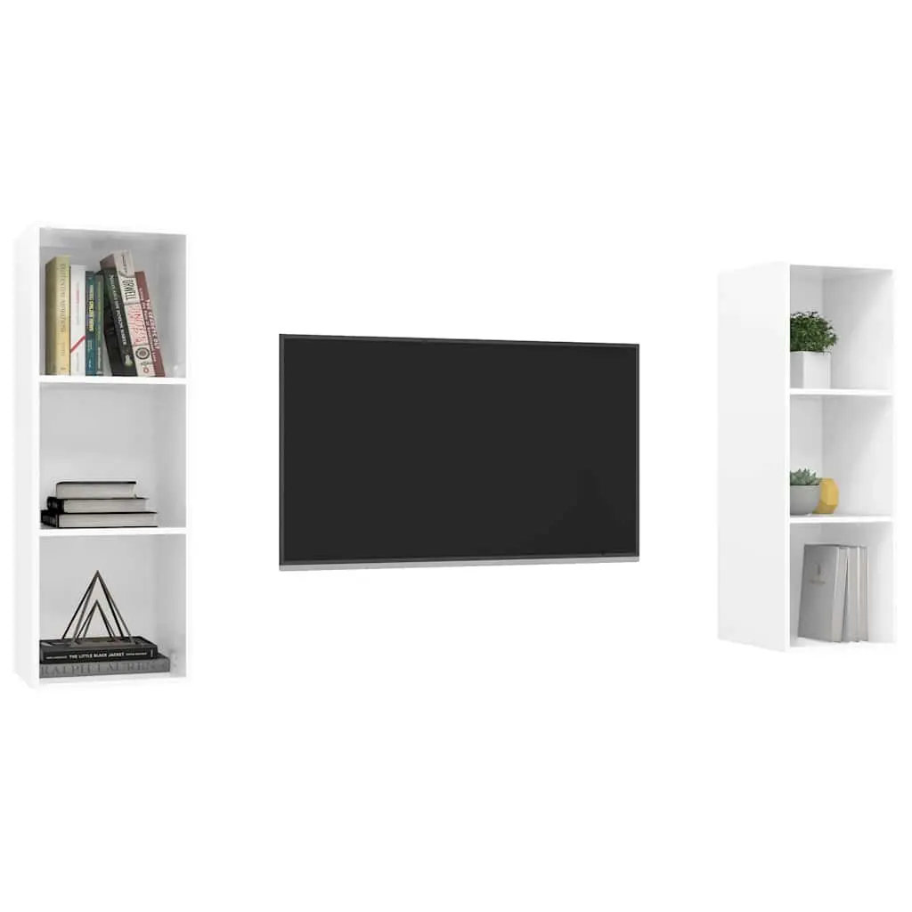 Wall-mounted TV Cabinet Set Engineered Wood 2 pcs White