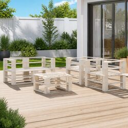 Practical 5 Piece White Wooden Lounge Set for Your Home