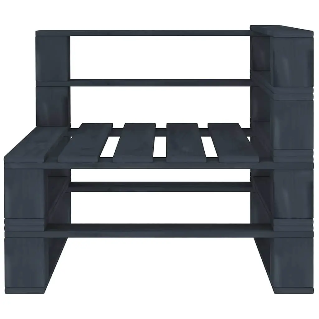 Pallet Sofa Solid Pinewood 2-Seater Grey Outdoor Garden Patio Lounge Furniture