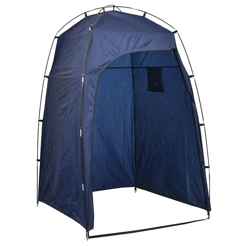 Portable Camping Toilet Tent Set Fiberglass Frame 10L Blue