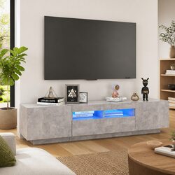 Practical Grey TV Cabinet with LED Lights for Your Home 180cm