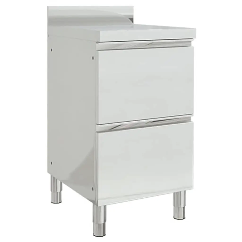 Commercial Kitchen Storage Cabinet Stainless Steel 50x60x96 cm with 2 Drawers and Backsplash
