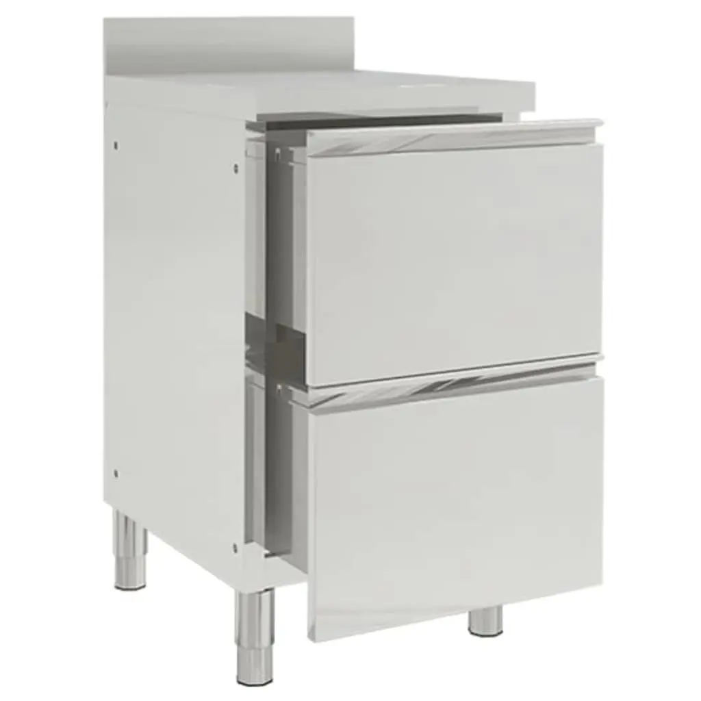 Commercial Kitchen Storage Cabinet Stainless Steel 50x60x96 cm with 2 Drawers and Backsplash