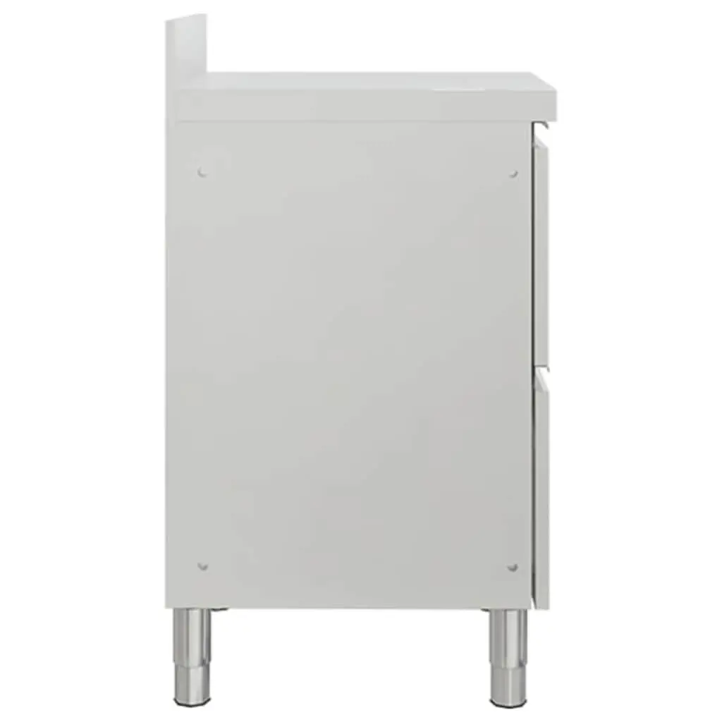 Commercial Kitchen Storage Cabinet Stainless Steel 50x60x96 cm with 2 Drawers and Backsplash