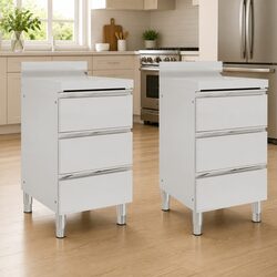 Commercial Kitchen Cabinet with 3 Drawers Stainless Steel Storage Unit