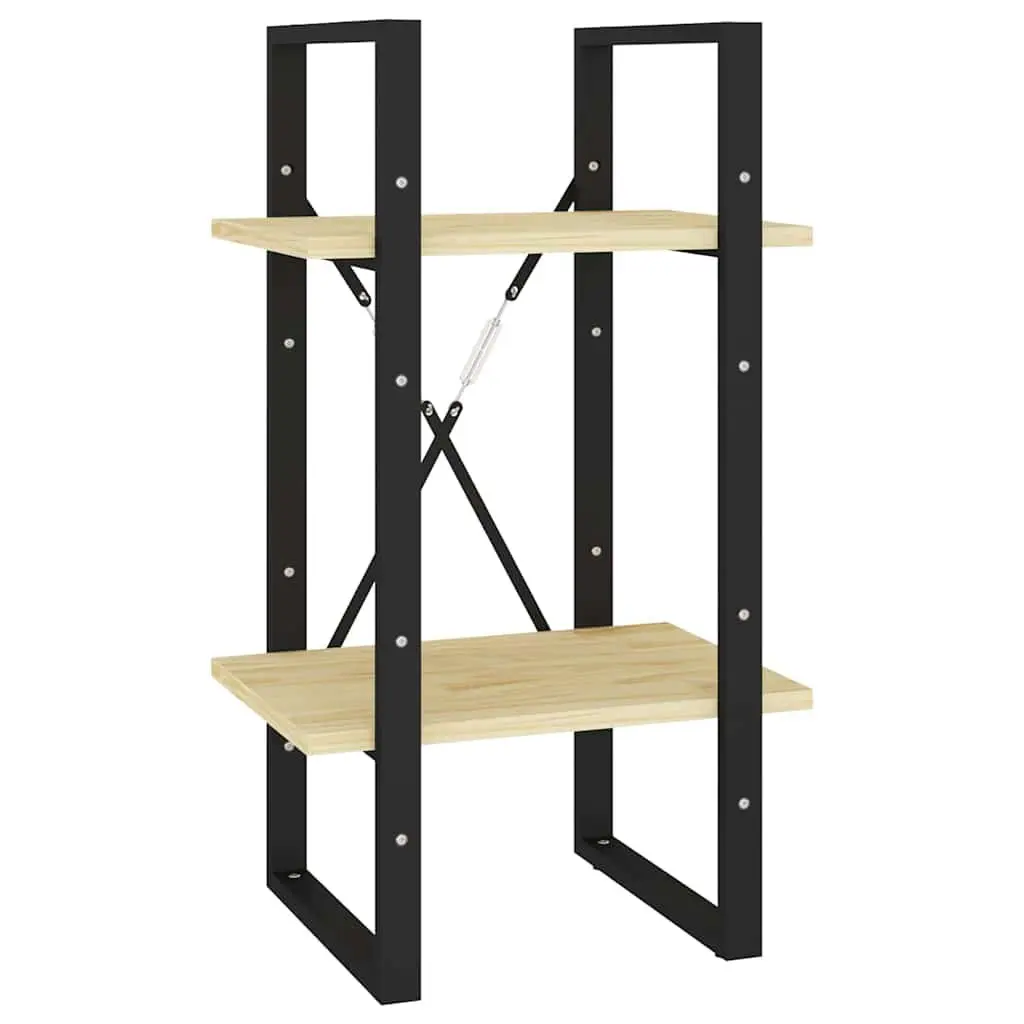 5-Tier Wooden Book Cabinet Pinewood and Metal Frame 40x30x175cm Brown