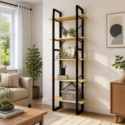 5-Tier Wooden Shelving Unit for Home Organization