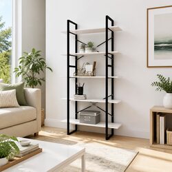 Practical 5-Tier White Bookcase for Every Room