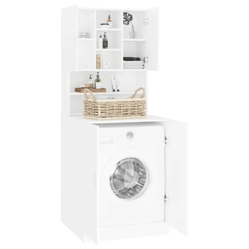 Washing Machine Cabinet White Storage Bathroom Laundry Room Cupboard Organizer
