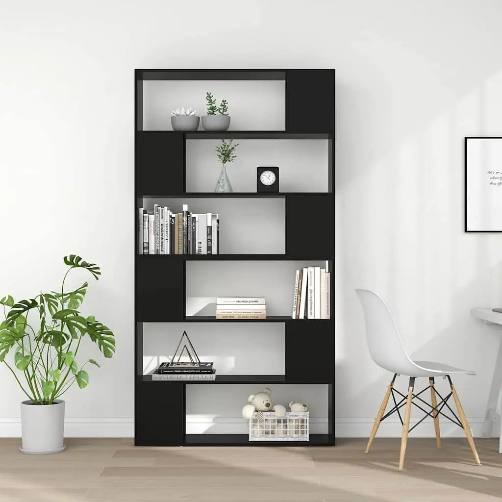 Book Cabinet Room Divider Storage Organizer Black 100x24x188cm