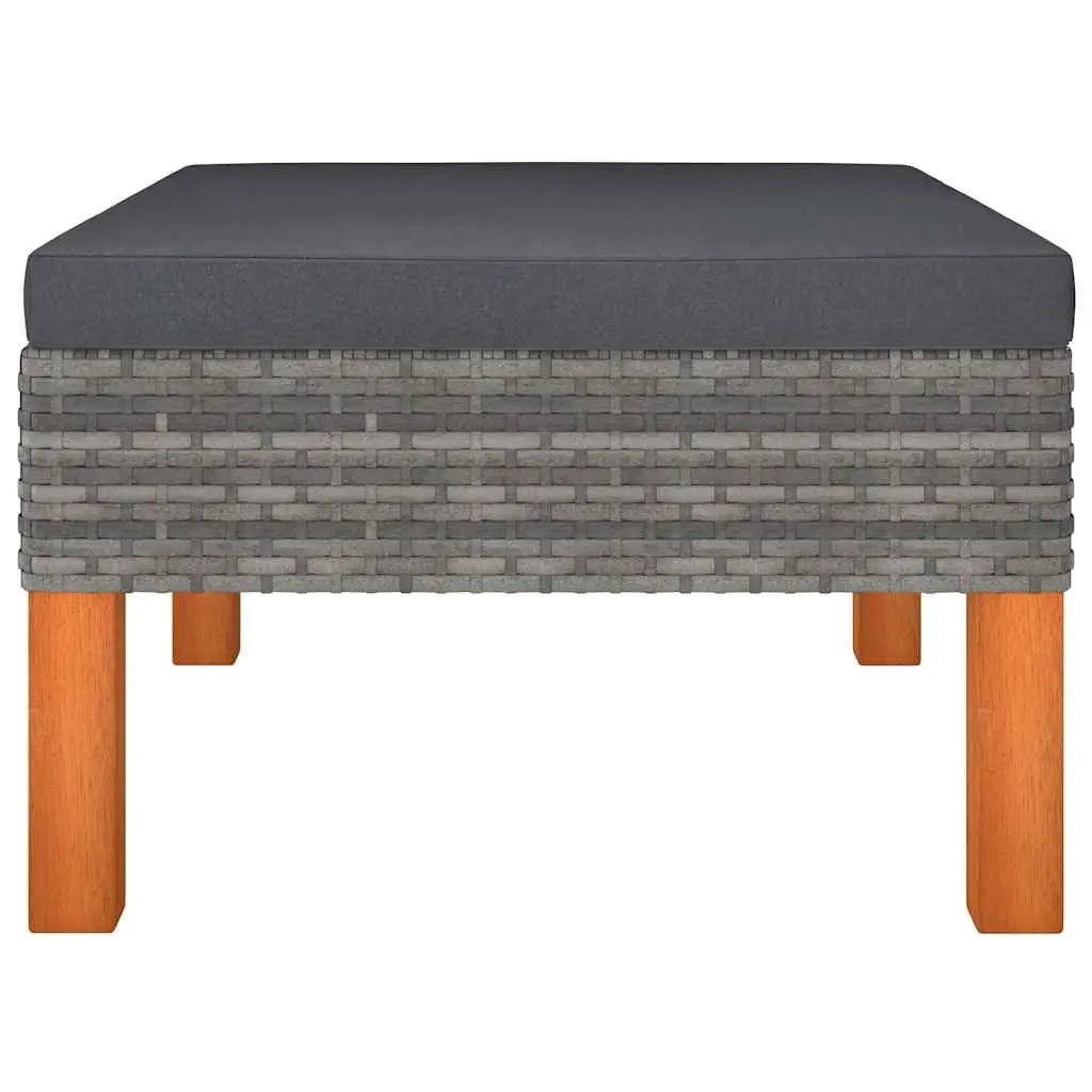 7 Piece Grey Eucalyptus Wood Outdoor Patio Lounge Set Steel Rattan Furniture