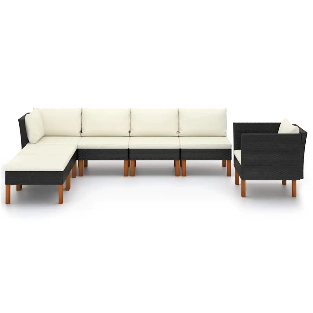 7 Piece Garden Lounge Set Outdoor Furniture PE Rattan Steel Frame Eucalyptus