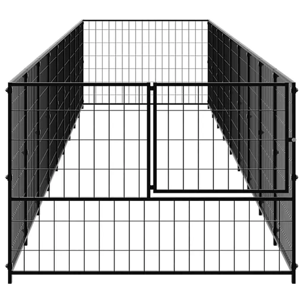 Dog Kennel Steel Wire Mesh 9 m² Outdoor Black Pet Enclosure Play Area