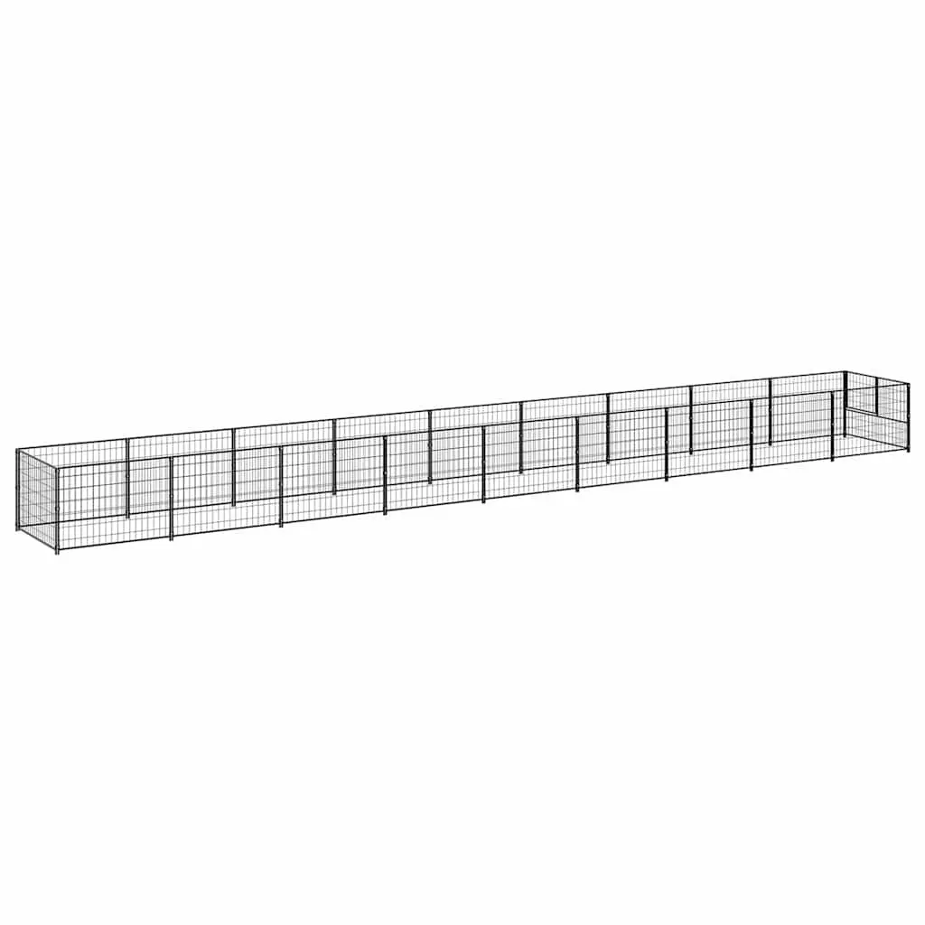 Dog Kennel Steel Wire Mesh 9 m² Outdoor Black Pet Enclosure Play Area