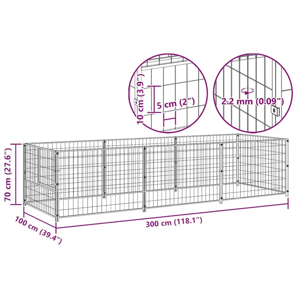 Dog Kennel 3m² Outdoor Pet Cage Steel Wire Mesh Enclosure Run Exercise Pen