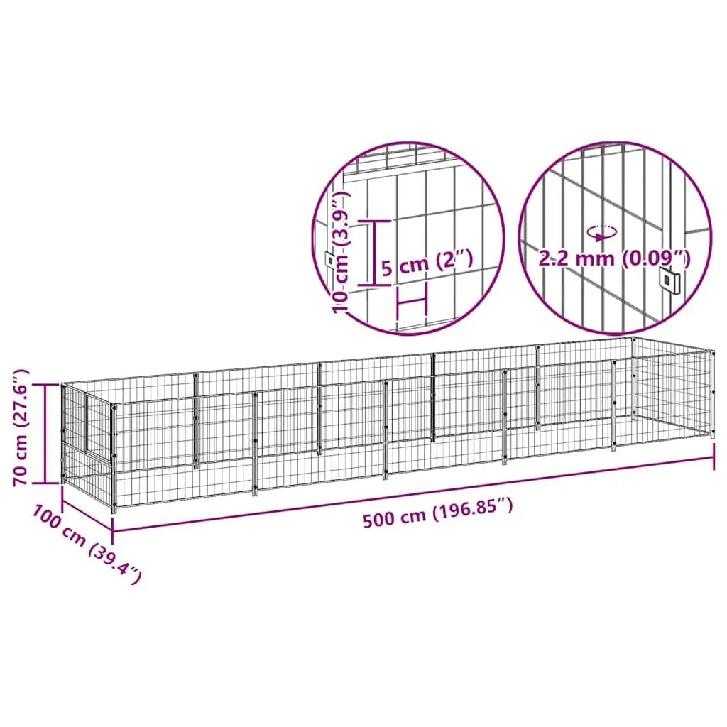 Dog Kennel 5m² Outdoor Pet Enclosure Steel Wire Mesh Run Exercise Playpen