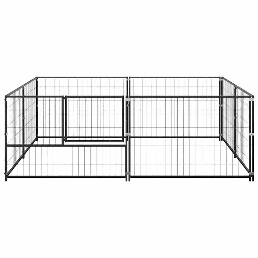 Dog Kennel Steel Wire Mesh Enclosure Large 4m² Black