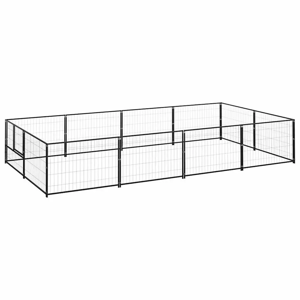 Dog Kennel Steel Construction Large Black Outdoor Cage Enclosure Pet Run Exercise Play Area