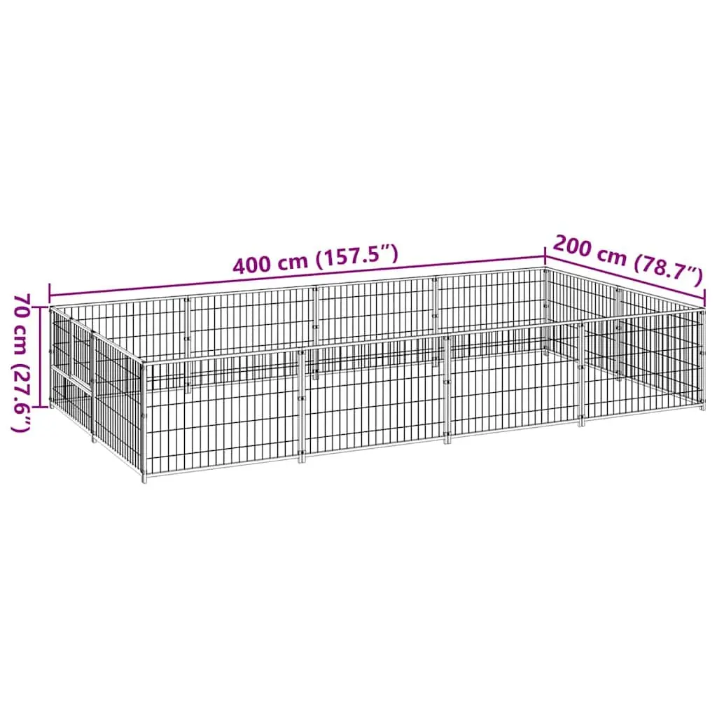 Dog Kennel Steel Construction Large Black Outdoor Cage Enclosure Pet Run Exercise Play Area